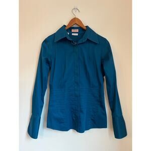 Thomas Pink Jermyn St London Slim Fit Stretch Button Shirt Blue Women Size US 4